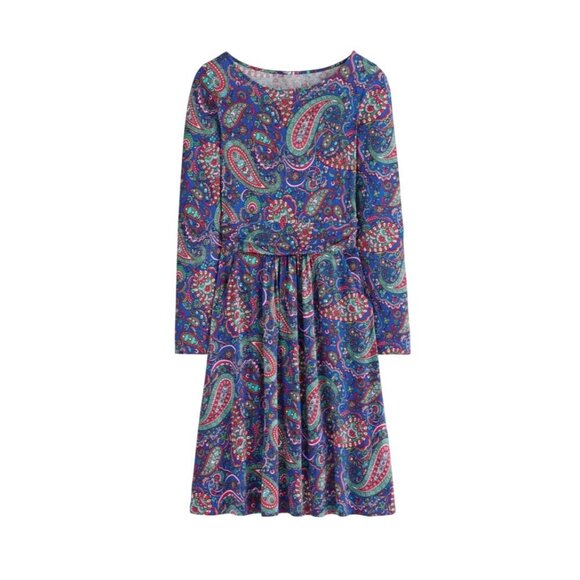 NWT Boden Amelie A-Line Knee Length Long Sleeve Stretch Paisley Dress Size 6 - Picture 2 of 13